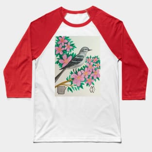 Arkansas state bird and flower, the mockingbird and apple blossom Baseball T-Shirt